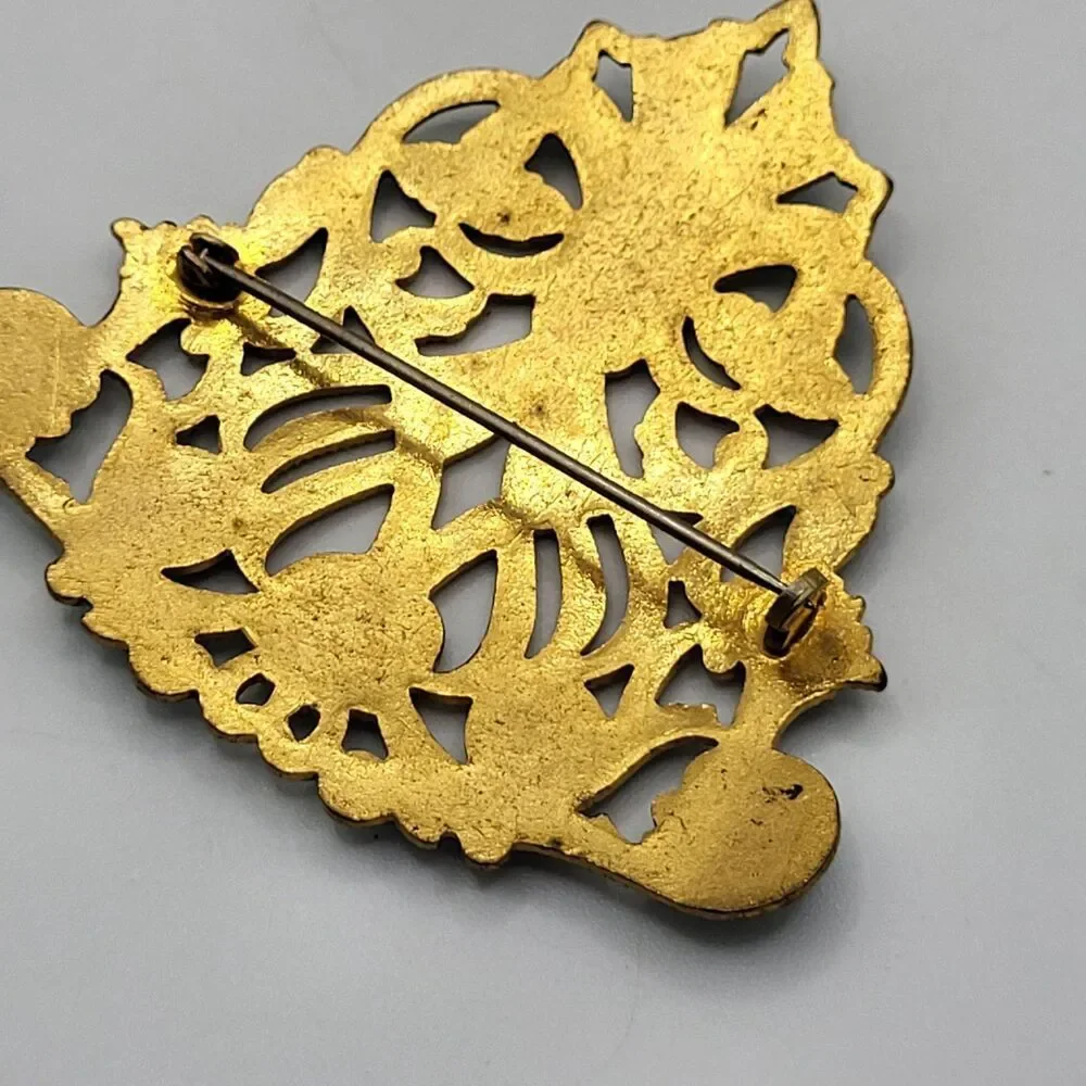 Antique Art Nouveau Brooch Austrian 1895–1910 Filigree Metalwork Blue Enamel